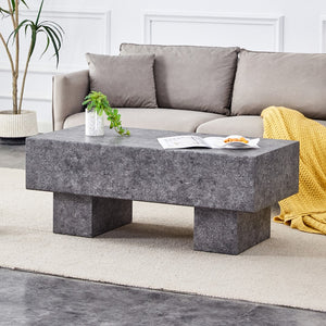 English Elm Modern Simple Gray Texture Mdf Coffee Table - 43.3"X21.6"X17.2" Practical Model.Making It An Ideal Addition To Any Living Room Or Apartment.