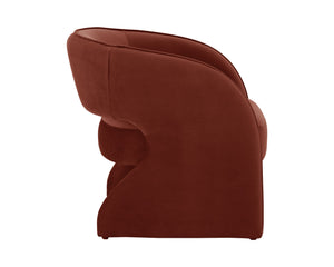 Sunpan Rosalia Contemporary Lounge Chair - Plush Curves and Defined Piping for Stylish Comfort in Any Space Meg Rust