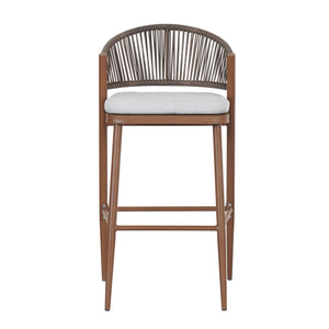 English Elm Christopher Knight Home® - Outdoor 30.25" Barstool Set Of 2 - Stylish Aluminum Frame With Pe Rattan Backrest, Teak Finish N772P245120T