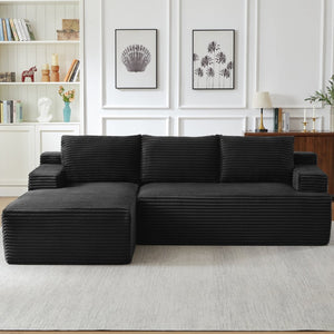 English Elm L-shaped Corduroy Modular Sectional Deep Seat Cloud Sofa for Living Room or Apartment W2339P424643