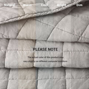 English Elm 3-piece French Linen Quilt Set King Garment Washed Box Stitch Breathable Bedding B035P408300