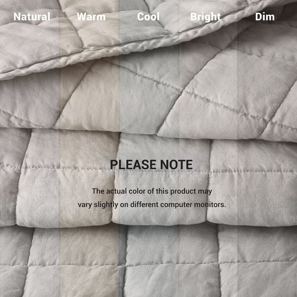 English Elm 3-piece French Linen Quilt Set King Garment Washed Box Stitch Breathable Bedding B035P408300