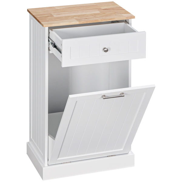 English Elm Homcom Kitchen Tilt-Out Trash Bin Cabinet With Drawer – Stylish, Space-Saving Recycling Solution! W2225P217731