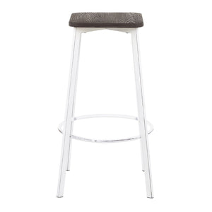 English Elm Square Barstools Industrial White Metal Bamboo Seat Kitchen Island Set of 2 B202P471216
