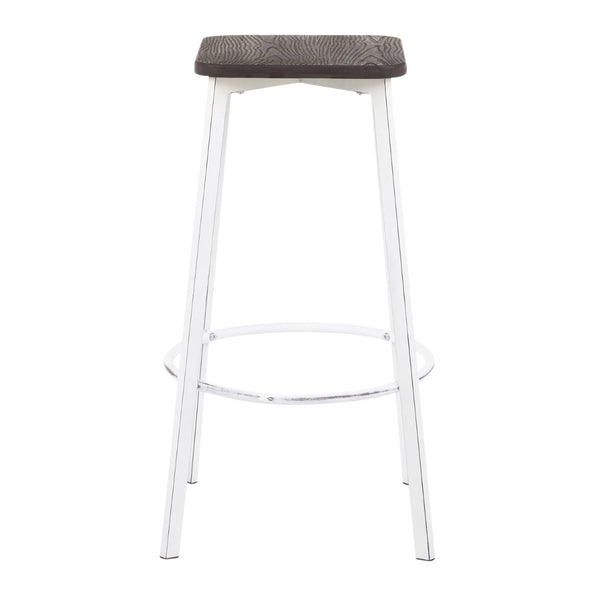 English Elm Square Barstools Industrial White Metal Bamboo Seat Kitchen Island Set of 2 B202P471216
