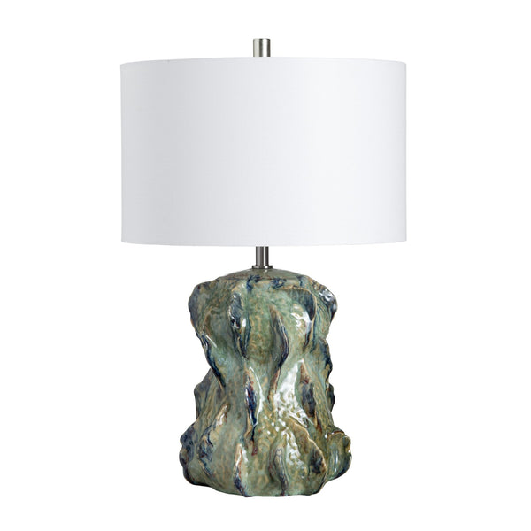 Crestview Collection Ceramic Table Lamp With Sculptural Design, Multi-tonal Glaze & White Linen Drum Shade - 150w   Cvap3235