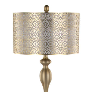 English Elm 63" Gold Steel Floor Lamp with Laser Cut Shade and Linen Liner for Glam Living Rooms B202P223987