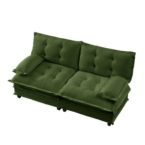English Elm 77 Inch Cloud Loveseat Modular Chenille Sofa with Lattice Cushions for Any Room Green W714S01717