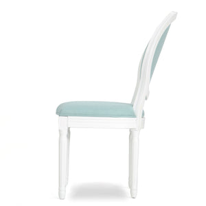 English Elm Christopher Knight Home® - Kd Dining Chair Set Of 2 - Elegant French Country Upholstered Chairs With Fluted Legs & Aqua Fabric 60352.00LBL