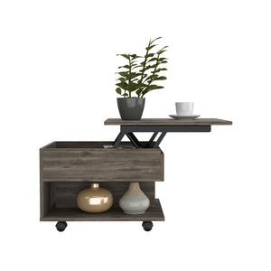 English Elm Portland Lift Top Coffee Table with Rolling Casters, Hidden Storage Compartment & Open Shelf Design Brown 27 L x 26 W x 5 H B128P148792