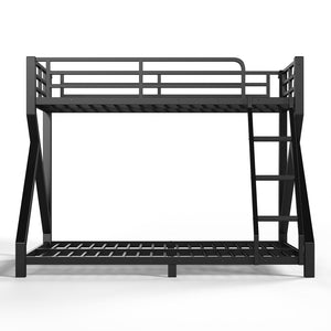 English Elm Twin Over Full Metal Bunk Bed Low Profile Heavy Duty Frame for Kids Guest Rooms W5305P463443