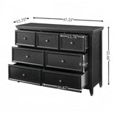 English Elm Modern 7 Drawers Dresser 7 Drawers Cabinet,Chest Of Drawers Closet Organizers and Storage Clothes Storage Drawers Cabinet For Living Room, Farmhouse Dresser Organizer Black