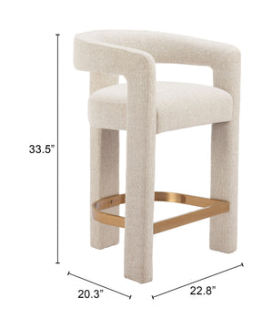 Zuo Modern Saiko Counter Stool Beige - Modern Boho-inspired Design In Premium Fabric For Versatile Elegance Beige 100% Polyester,Plywood,Steel 110649-zuo-modern