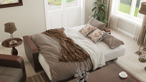 English Elm Primenest Zenaero Convertible Chaise Lounge With Wood Trim, Storage & Comfortable Sleeper Design B030P303558-GIGA