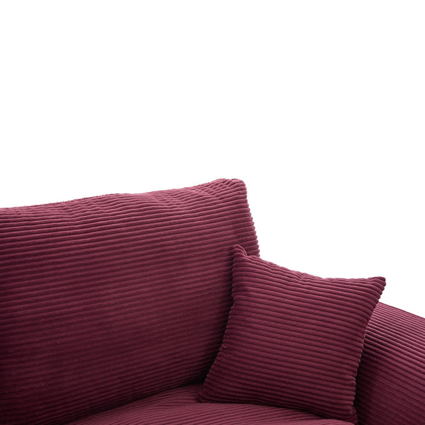 English Elm UNITED Cloud Couch Modular Sectional Sofa with Corduroy Cover, Ergonomic 2-Seater, No Assembly Needed WINE RED W1568P371121