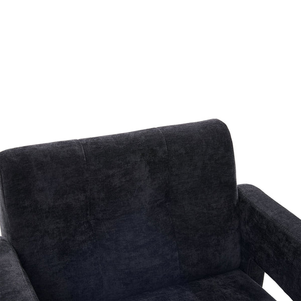 English Elm Modern Ergonomic Armchair with Generous Curved Armrests, Chenille Upholstery, 500lb Capacity, Cozy Lounge Seat Black W395P380519