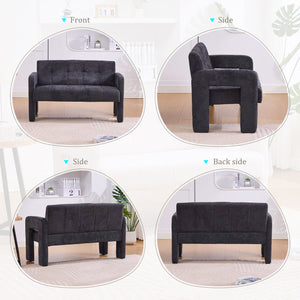 English Elm Nordic Ergonomic Double Armchair Upholstered Chenille Sofa 2-Seater Compact Lounge Chair 550LB Capacity Black W395P380537