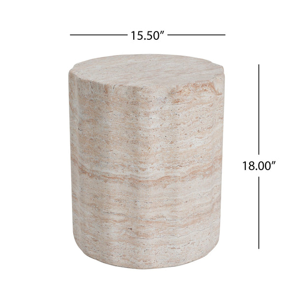 English Elm Christopher Knight Home® - Outdoor/Indoor Lightweight Concrete Side Table In Elegant Travertine Finish For Versatile Use N773P253790Z