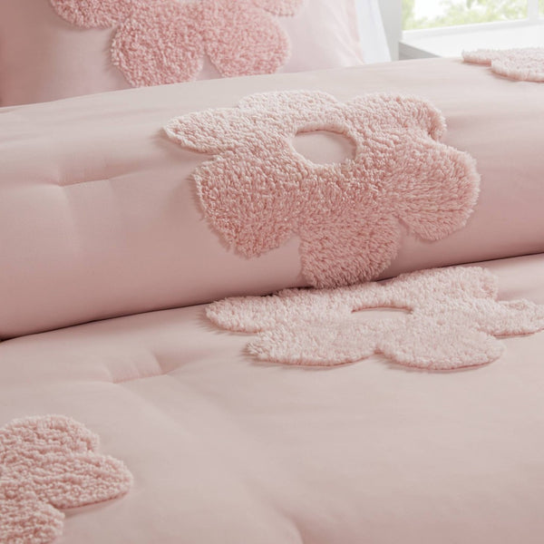 English Elm 4-piece Reversible Tufted Chenille Floral Comforter Set with Decorative Flower Pillow B035P408214