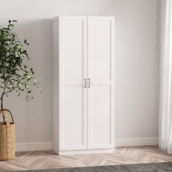 English Elm Cornelia Modern Storage Closet 2.0 White — Tall MDF Cabinet, 4 Adjustable Shelves, Soft-Close Doors B365P398549