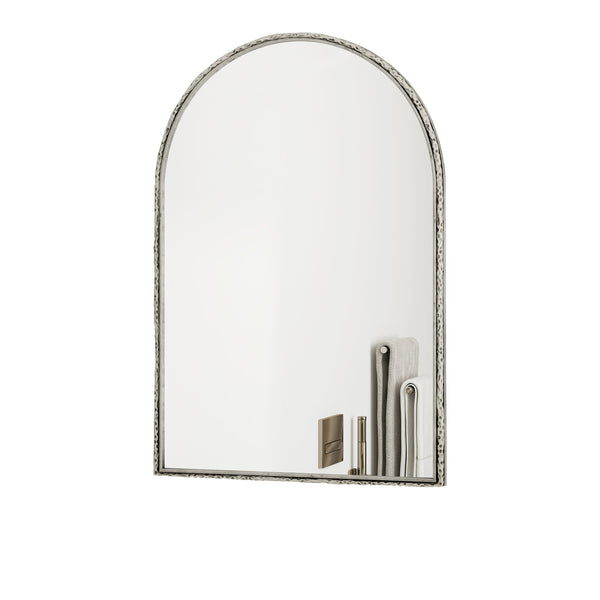 English Elm Arched Decorative Wall Mirror for Bathroom Vanity and Entryway — Elegant Arch Design for Living Room Bedroom Silver W757P251825