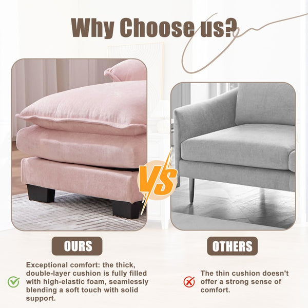 English Elm United We Win U-Shaped Modular Cloud Couch, 110" Chenille Sectional With Memory Foam & Storage W1568S00236-GIGA