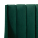 English Elm Aspen Vertical Tufted Modern Headboard Platform Bed Set, King, Evergreen Velvet