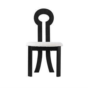 English Elm Vintage Rubber Solid Wood Dining Chair Set of 2 — Plush Berber Fleece Upholstery, Water & Stain Resistant, 280 lb Capacity Black,White W1535P281504