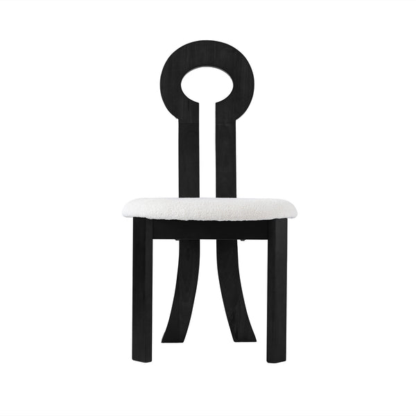 English Elm Vintage Rubber Solid Wood Dining Chair Set of 2 — Plush Berber Fleece Upholstery, Water & Stain Resistant, 280 lb Capacity Black,White W1535P281504