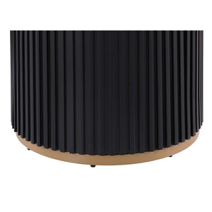 English Elm 46 Inch Round Faux Marble Top Dining Table Fluted Black Base Gold Accent Seats 4 W5739S00001