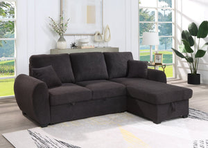 English Elm Vera95"w Teddy Fleece Sleeper Sectional with Reversible Storage Chaise for Living Room B2749S00230