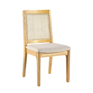 English Elm Walker Edison - Modern Solid Wood Dining Chair With Rattan Inset Back, Set Of 2, Natural