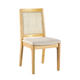 Walker Edison Modern Solid Wood Dining Chairs, Set of 2 with Rattan Back - Natural Finish