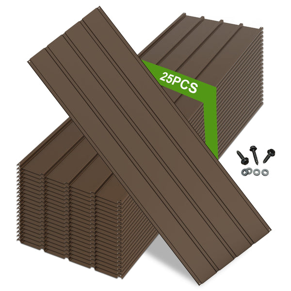 English Elm 25 Pcs Metal Roofing Panels - Durable, Weather-Resistant Galvanized Panels For Diy Outdoor Projects W1859P387319