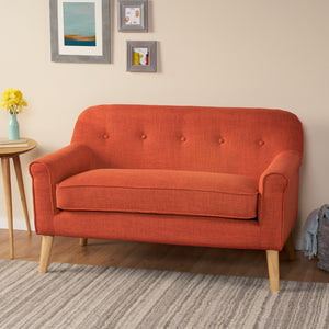 English Elm Christopher Knight Home® - LOVESEAT Elegant Two-Seater with Button-Tufting and Rolled Arms, 100% Polyester Fabric Comfort Orange 61035.00MORG