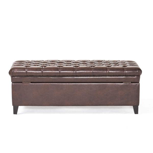 English Elm Christopher Knight Home® - Juliana Storage Ottoman - Elegant Tufted Faux Leather Bench With Hidden Storage For Your Home 57741.00BRN