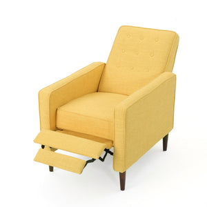 English Elm Christopher Knight Home® - Fabric Recliner Chair Mid-Century Modern Pushback Single Sofa with Tufted Cushion, Birch Legs, Cozy Comfort Yellow 60741.00MYLW