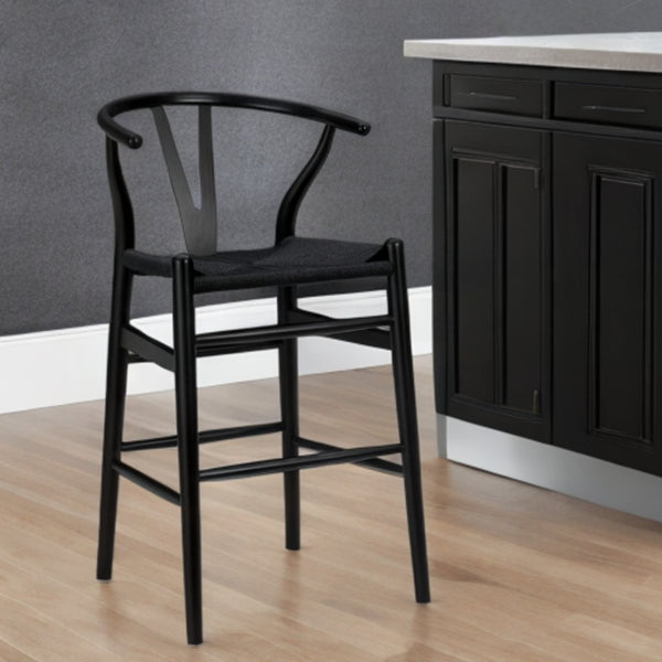 Homeroots Black Solid Wood Counter Height Bar Chair   357503