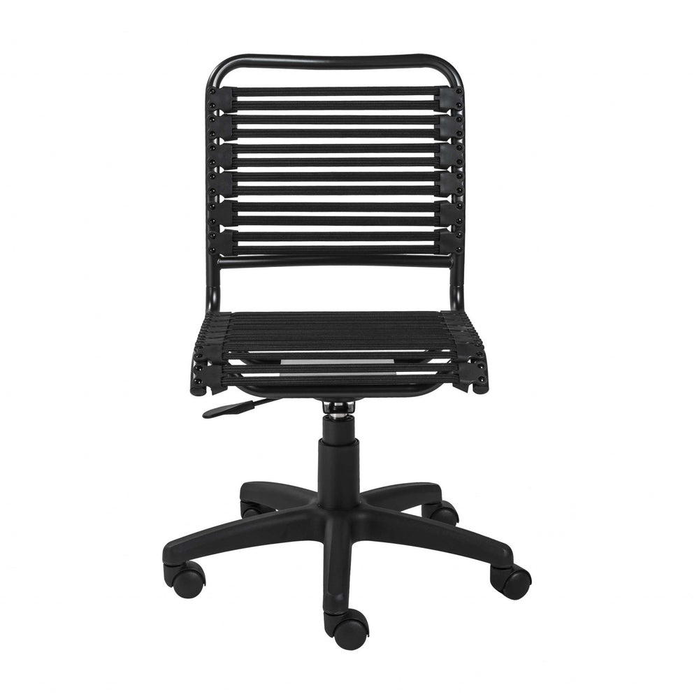 Homeroots Black Adjustable Swivel Bungee Rolling Office Chair  Metal 357511