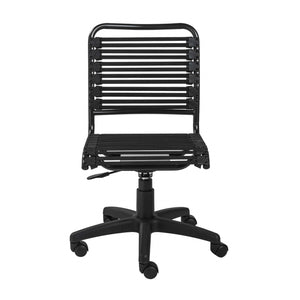 Homeroots Black Adjustable Swivel Bungee Rolling Office Chair  Metal 357511