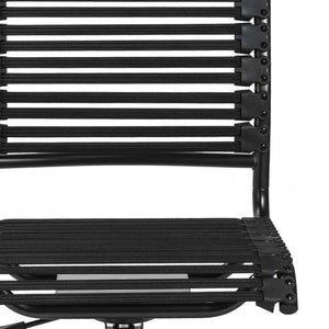 Homeroots Black Adjustable Swivel Bungee Rolling Office Chair  Metal 357511