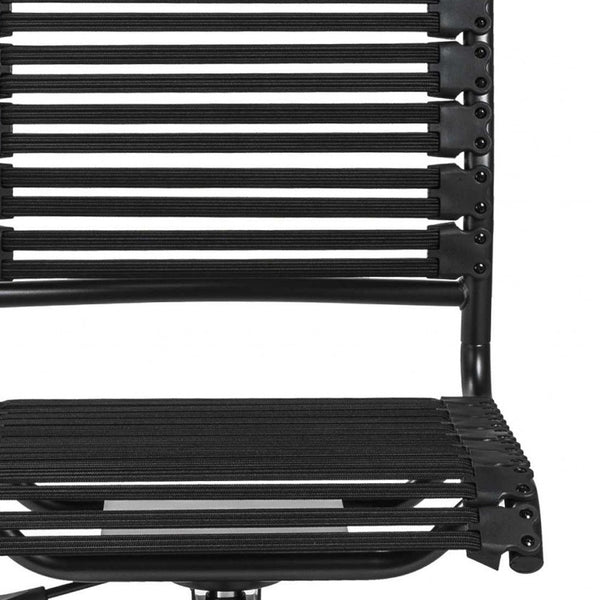 Homeroots Black Adjustable Swivel Bungee Rolling Office Chair  Metal 357511