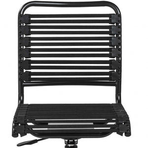 Homeroots Black Adjustable Swivel Bungee Rolling Office Chair  Metal 357511