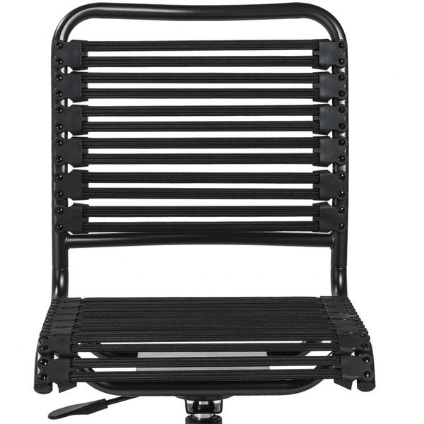 Homeroots Black Adjustable Swivel Bungee Rolling Office Chair  Metal 357511