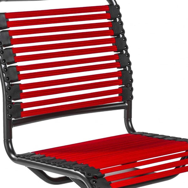 Homeroots Red And Black Adjustable Swivel Bungee Rolling Office Chair  Metal 357515