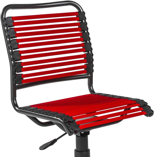 Homeroots Red And Black Adjustable Swivel Bungee Rolling Office Chair  Metal 357515