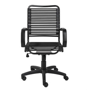 Homeroots Black Adjustable Swivel Bungee Rolling Office Chair  Metal 357516