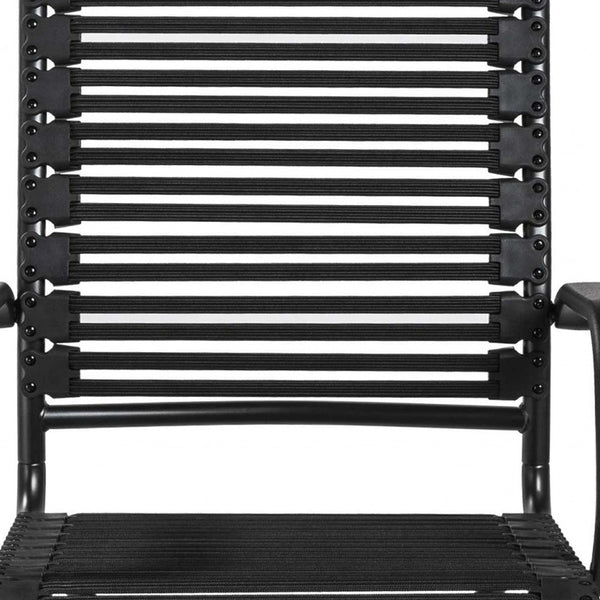 Homeroots Black Adjustable Swivel Bungee Rolling Office Chair  Metal 357516