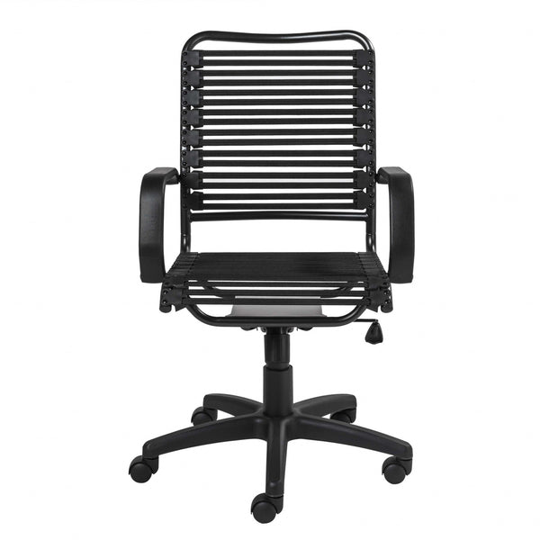 Homeroots Black Adjustable Swivel Bungee Rolling Office Chair  Metal 357516