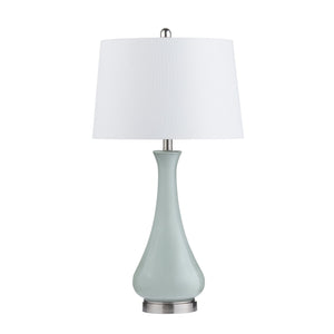 Crestview Collection 30.25"H Elegant Seafoam Glass Table Lamp With Linen Shade, Modern Nickel Base & 3-way Socket   Cvabs2447